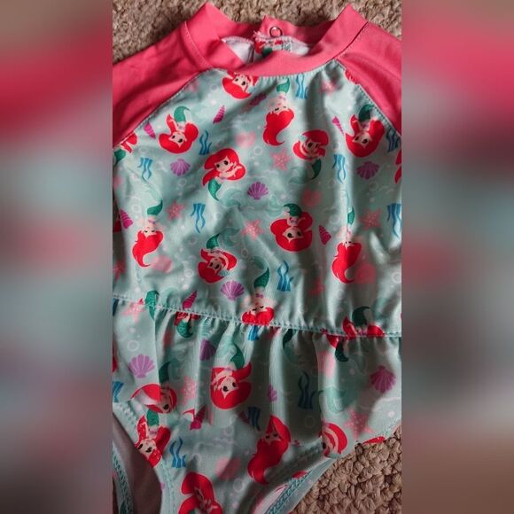 The Little Mermaid Baby Girl One-Piece Rash Guard Swimsuit size 12m - Picture 8 of 16